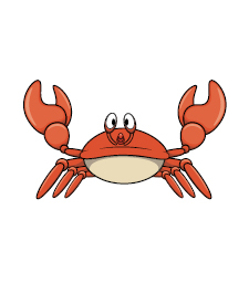 Illustration av en röd krabba