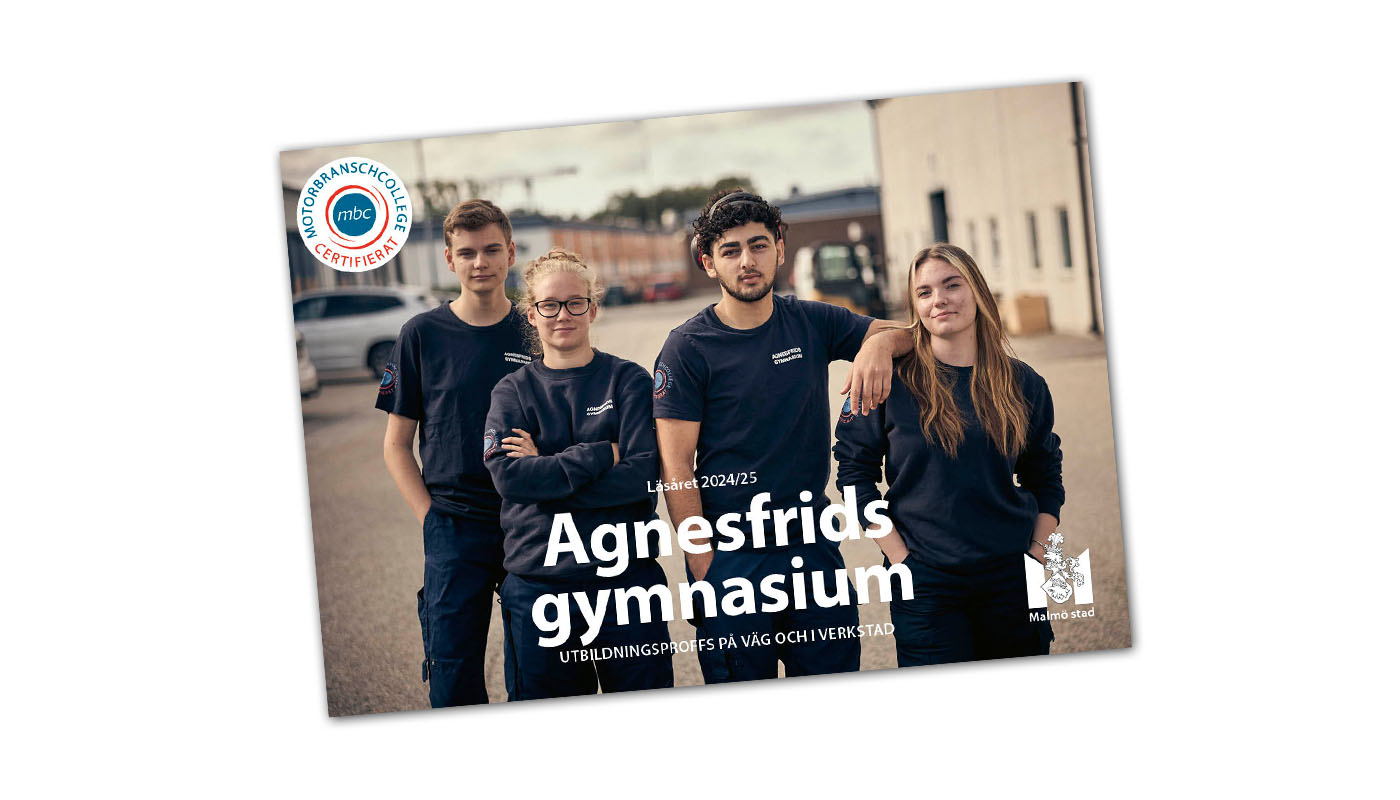 Agnesfrids gymnasiums broschyr läsåret 2024/25.