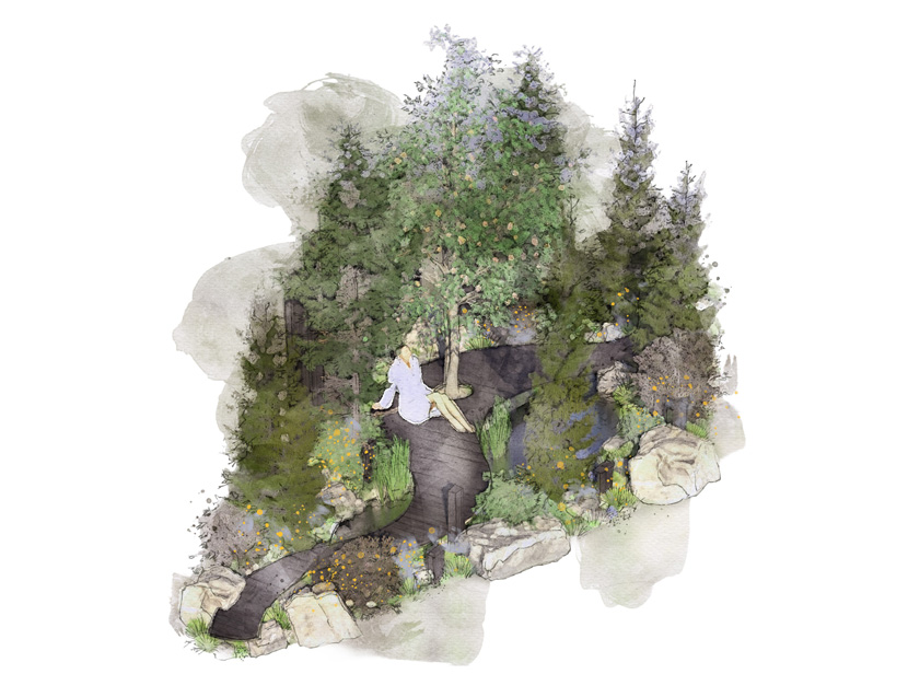 Illustration över utställningsträdgården
