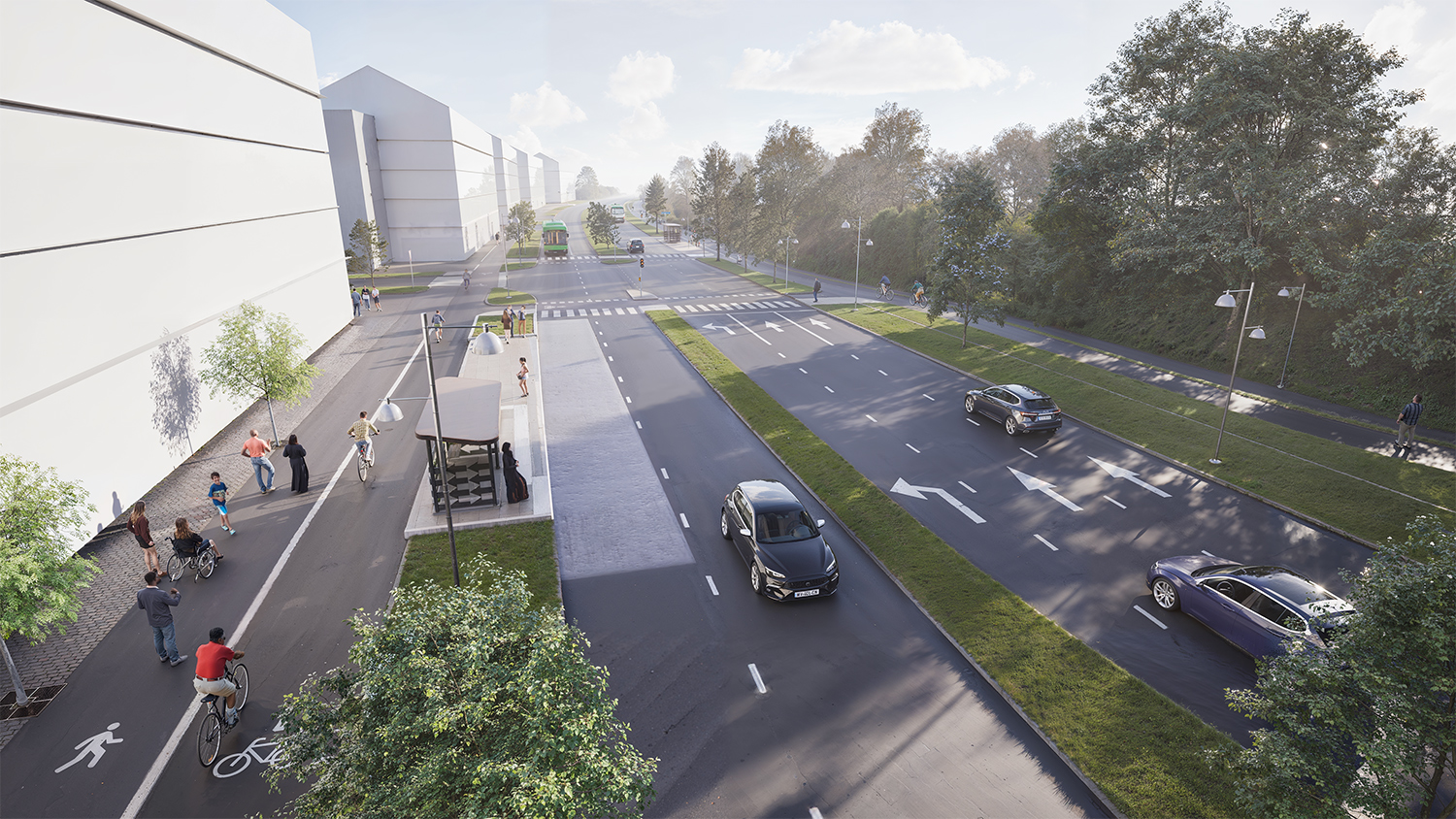 Stadsdelen Holma och Pildammsvägen fotograferat från ett flygplan