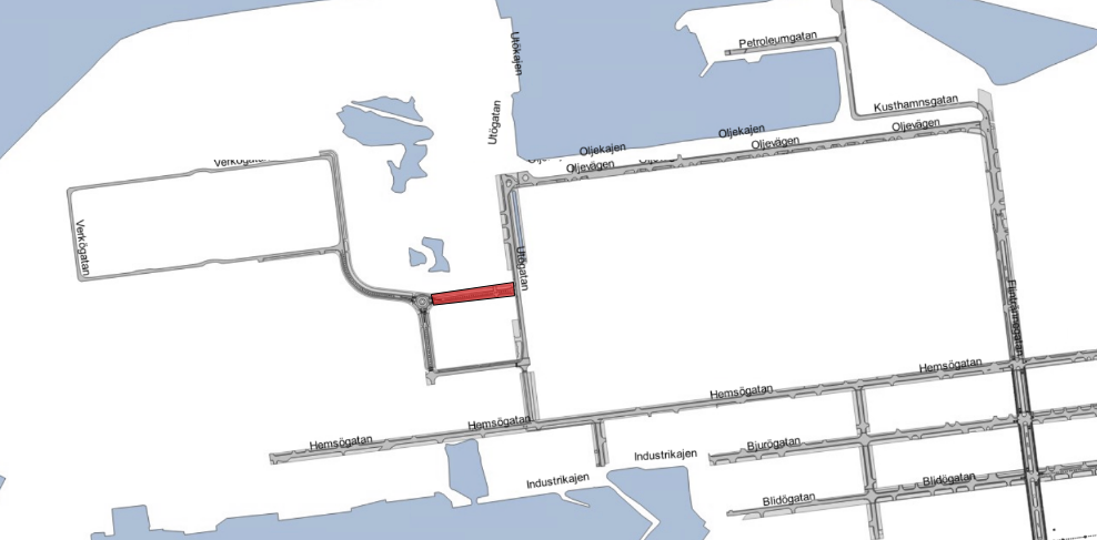 Arbetsområdet på Verkögatan.