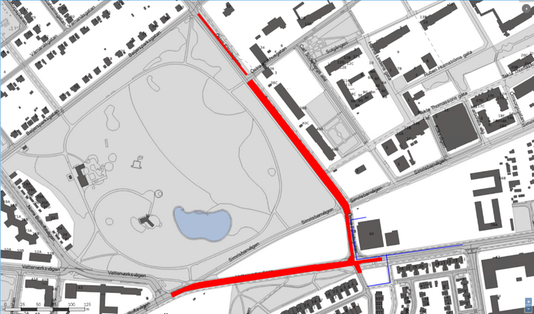 Arbetsområdet utökas på Östra Fäladsgatan och inkluderar Vattenverksvägen