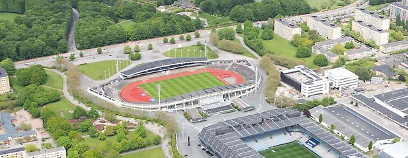 Vy över norra delen av Stadionområdet.