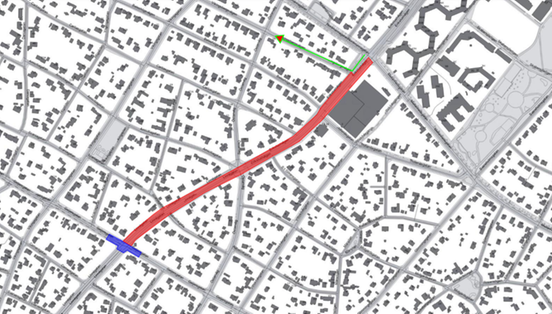 Bilden visar en karta där Linnégatan är avstängd mellan Geijersgatan och Mellanhedsgatan mellan den 25 och 28 november. vikingsbergsgatan enkelriktas tillfälligt i riktning mot ÖstanvägKorsningen Geijersgatan Linnégatan är avstängd från 25 november till 2 maj. 