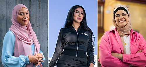 Rihab Garci, Melody Farshin och Nora Khalil  som alla medverkar i festivalen. 