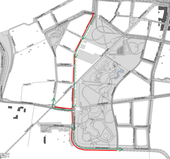 Arbetsområdet på Hyllie boulevard.