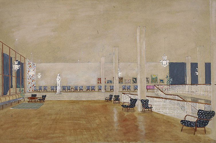 Målning av publika ytor på andra våningen.