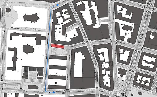 Bilden visar en karta där Möllevångsgatan är avstängd mellan Kapellgatan och Nikolaigatan. Trafiken omleds via Kapellgatan och Friisgatan eller Kapellgatan och Smedjegatan.