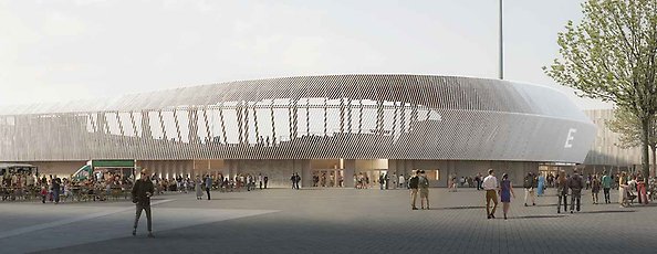 Visionsbild ny anläggningen för friidrott och fotboll