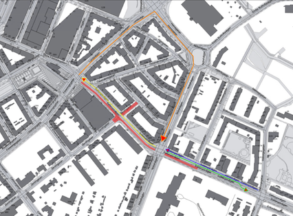 Kartbild visar arbetsområdet på Sallerupsvägen.