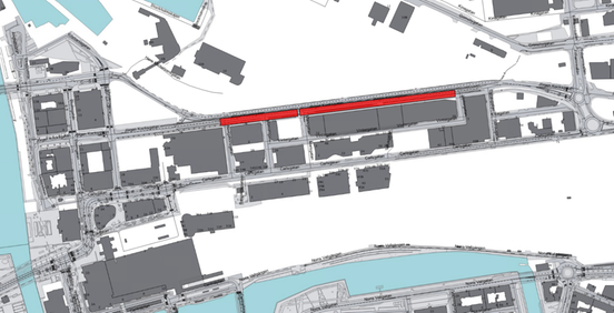 Bilden visar en avstängning på Jörgen Kocksgatan söder från Jupitergatan till Navigationsgatan den 7 april till den 30 december 2025.