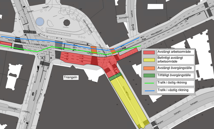 Arbetsområde på Östra Rönneholmsvägen och Föreningsgatan.