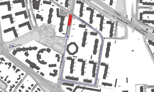 Arbetsområdet på Norra Grängesbergsgatan.