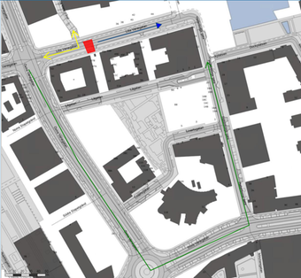 Arbetsområdet på Lilla Varvsgatan.